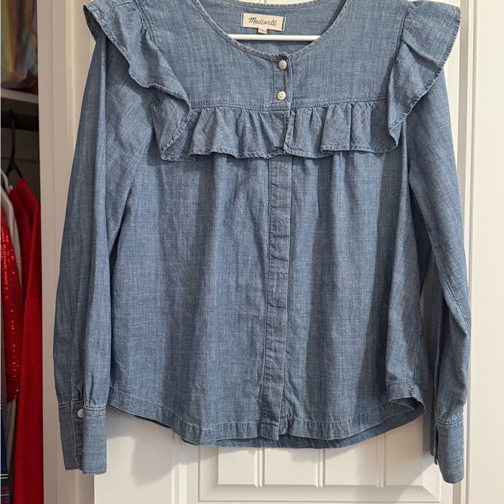 Madewell Chambray Ruffle Blouse